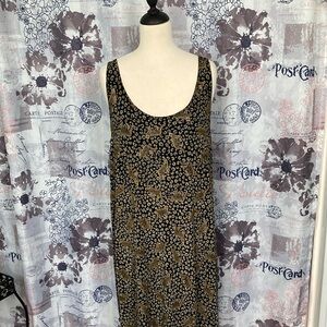Carole Little Elegant Black and Gold Sleeveless Cheetah Print Maxi Dress